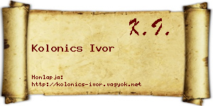 Kolonics Ivor névjegykártya